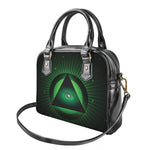 Green Masonic Eye Print Shoulder Handbag