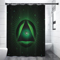 Green Masonic Eye Print Shower Curtain