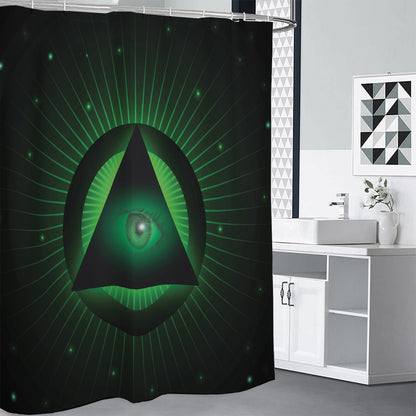 Green Masonic Eye Print Shower Curtain