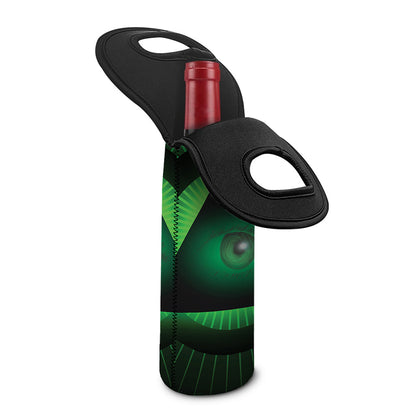 Green Masonic Eye Print Single Neoprene Wine Tote