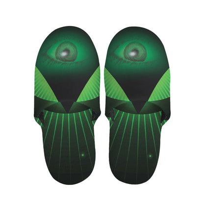 Green Masonic Eye Print Slippers