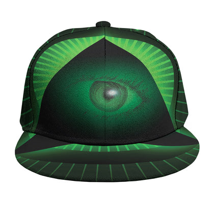 Green Masonic Eye Print Snapback Cap