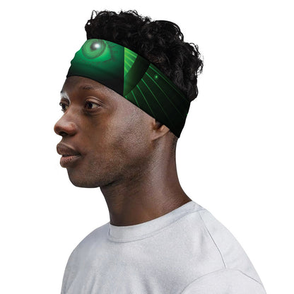 Green Masonic Eye Print Sports Headband