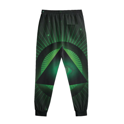 Green Masonic Eye Print Sweatpants