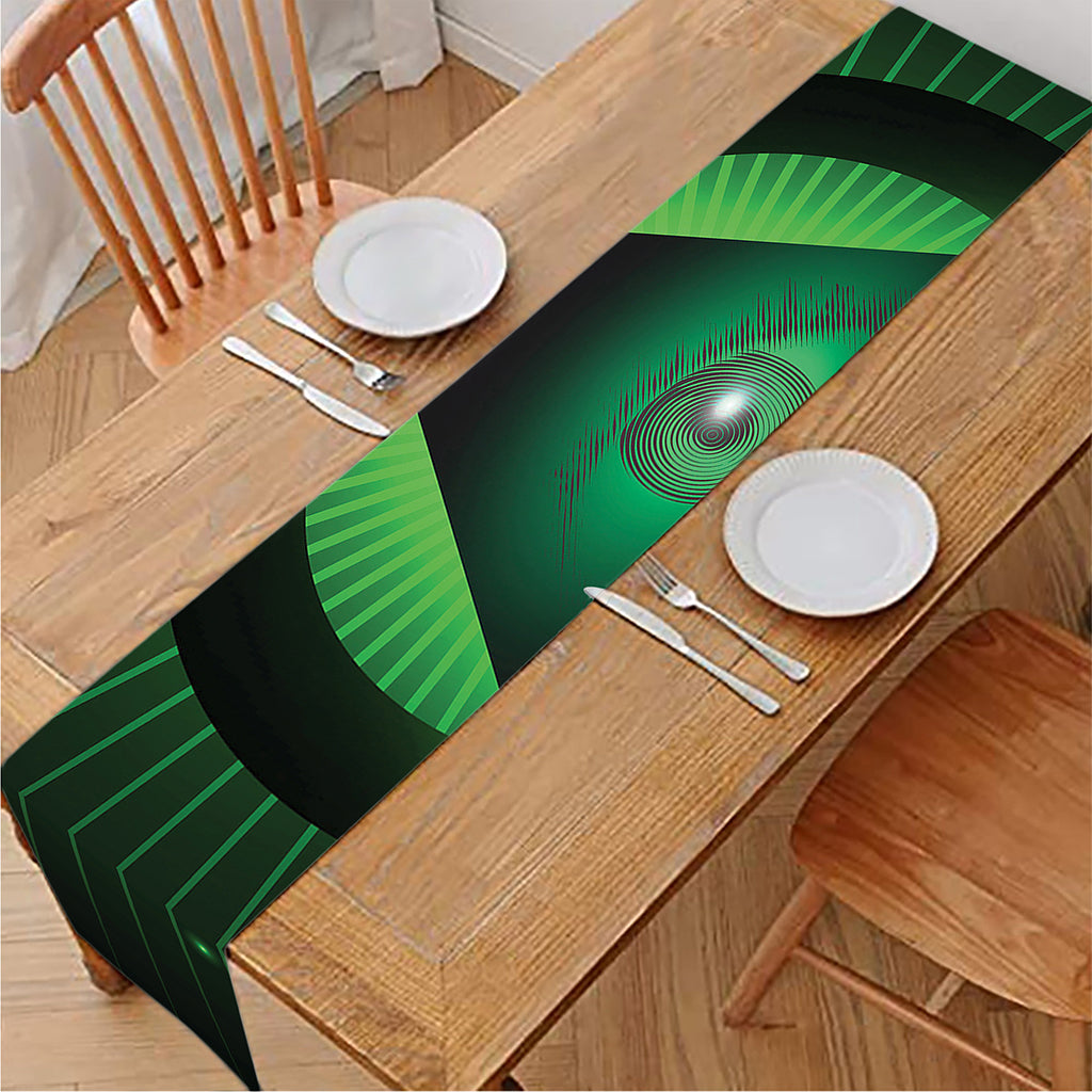 Green Masonic Eye Print Table Runner