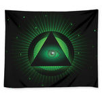 Green Masonic Eye Print Tapestry