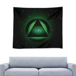 Green Masonic Eye Print Tapestry