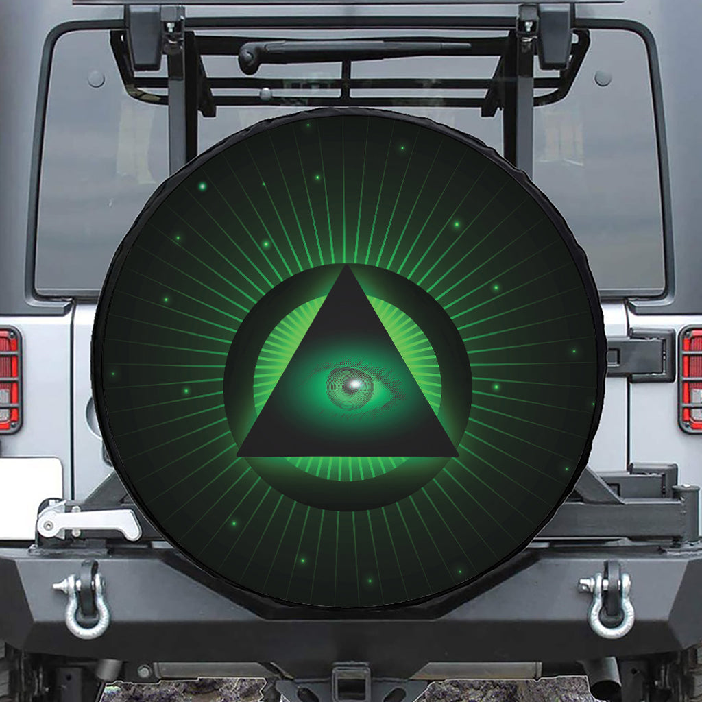 Green Masonic Eye Print Tire Cover