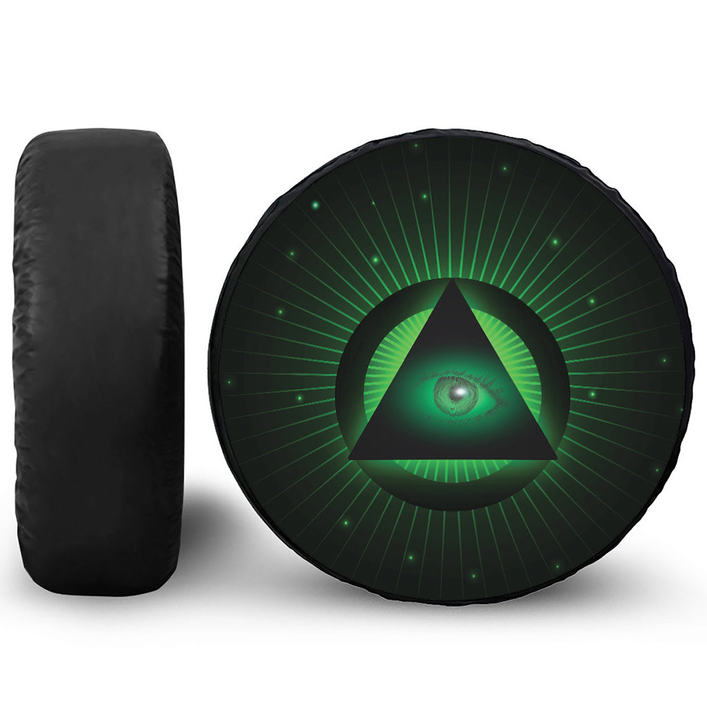 Green Masonic Eye Print Tire Cover