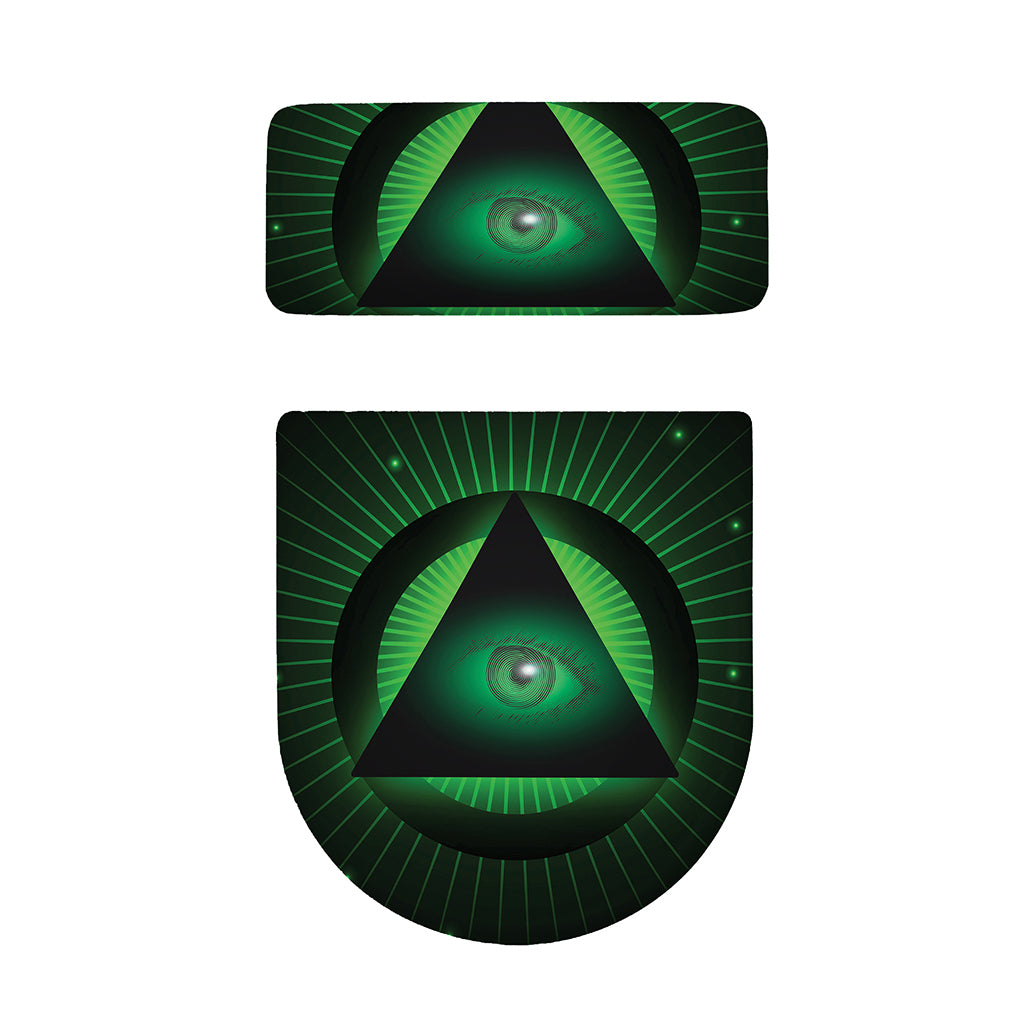 Green Masonic Eye Print Toilet Lid And Tank Cover Set