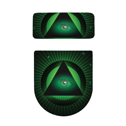 Green Masonic Eye Print Toilet Lid And Tank Cover Set
