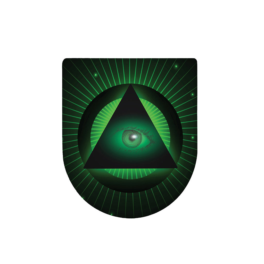 Green Masonic Eye Print Toilet Lid Cover