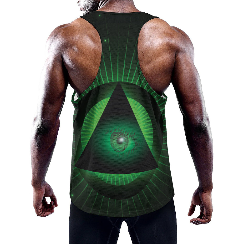 Green Masonic Eye Print Training Tank Top