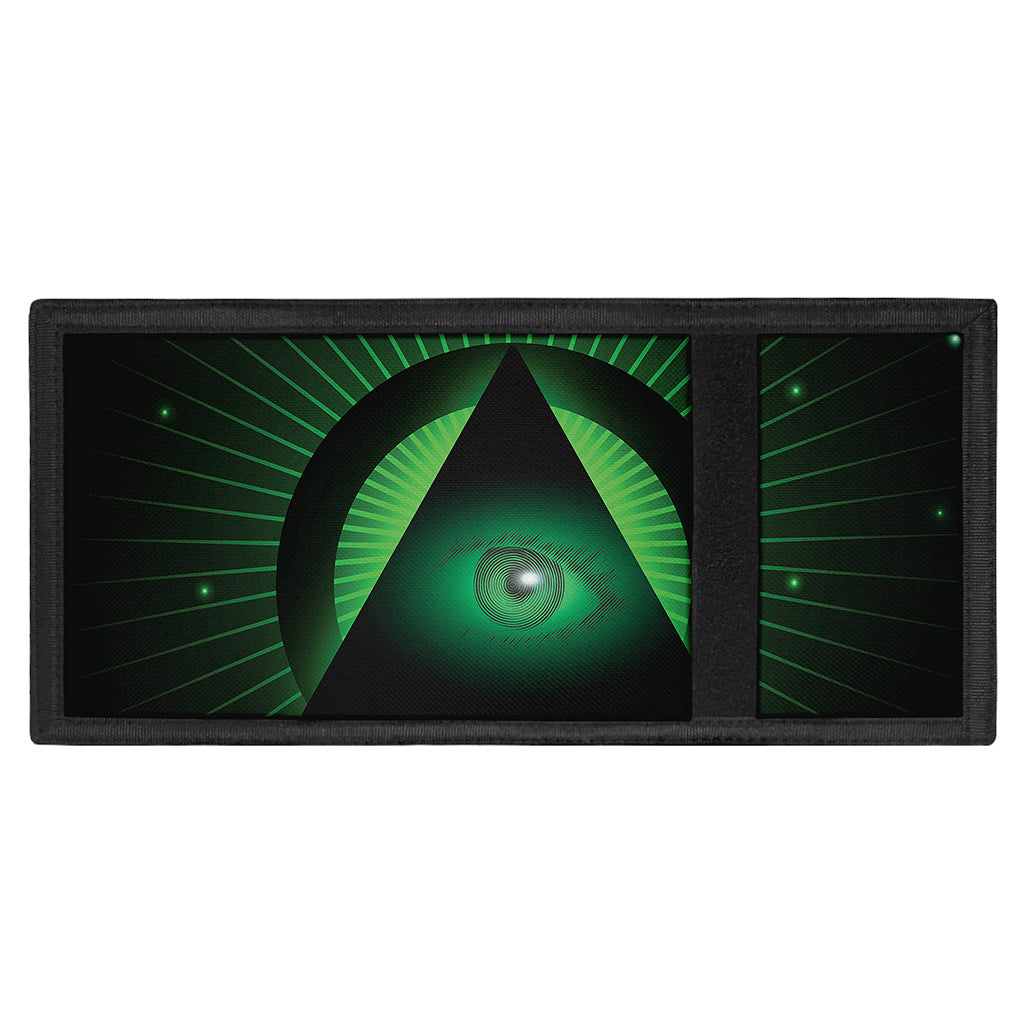 Green Masonic Eye Print Trifold Wallet