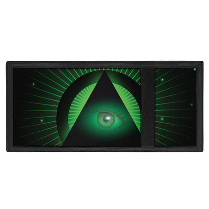 Green Masonic Eye Print Trifold Wallet