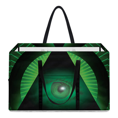 Green Masonic Eye Print Utility Tote Bag