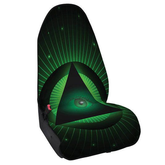 Green Masonic Eye Print Waterproof Car Seat Cover