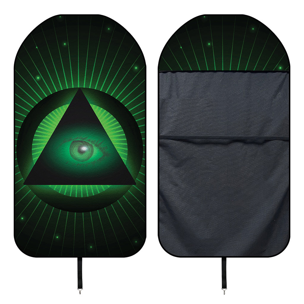 Green Masonic Eye Print Waterproof Car Seat Cover