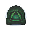Green Masonic Eye Print White Mesh Trucker Hat