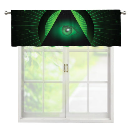 Green Masonic Eye Print Window Valance
