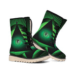 Green Masonic Eye Print Winter Boots