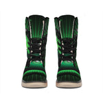 Green Masonic Eye Print Winter Boots