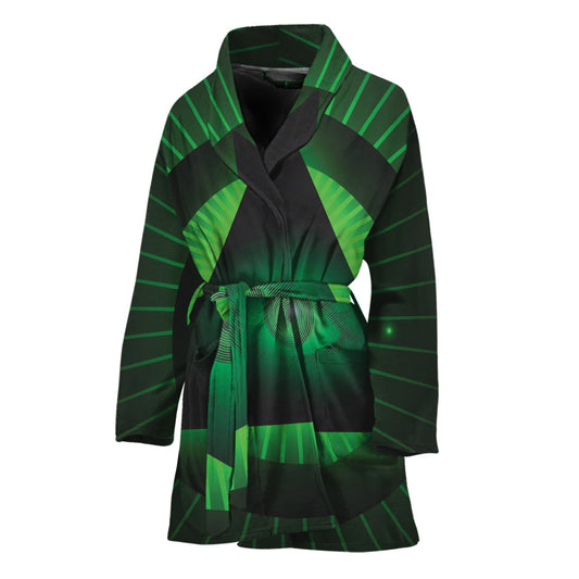 Green Masonic Eye Print Women's Bathrobe