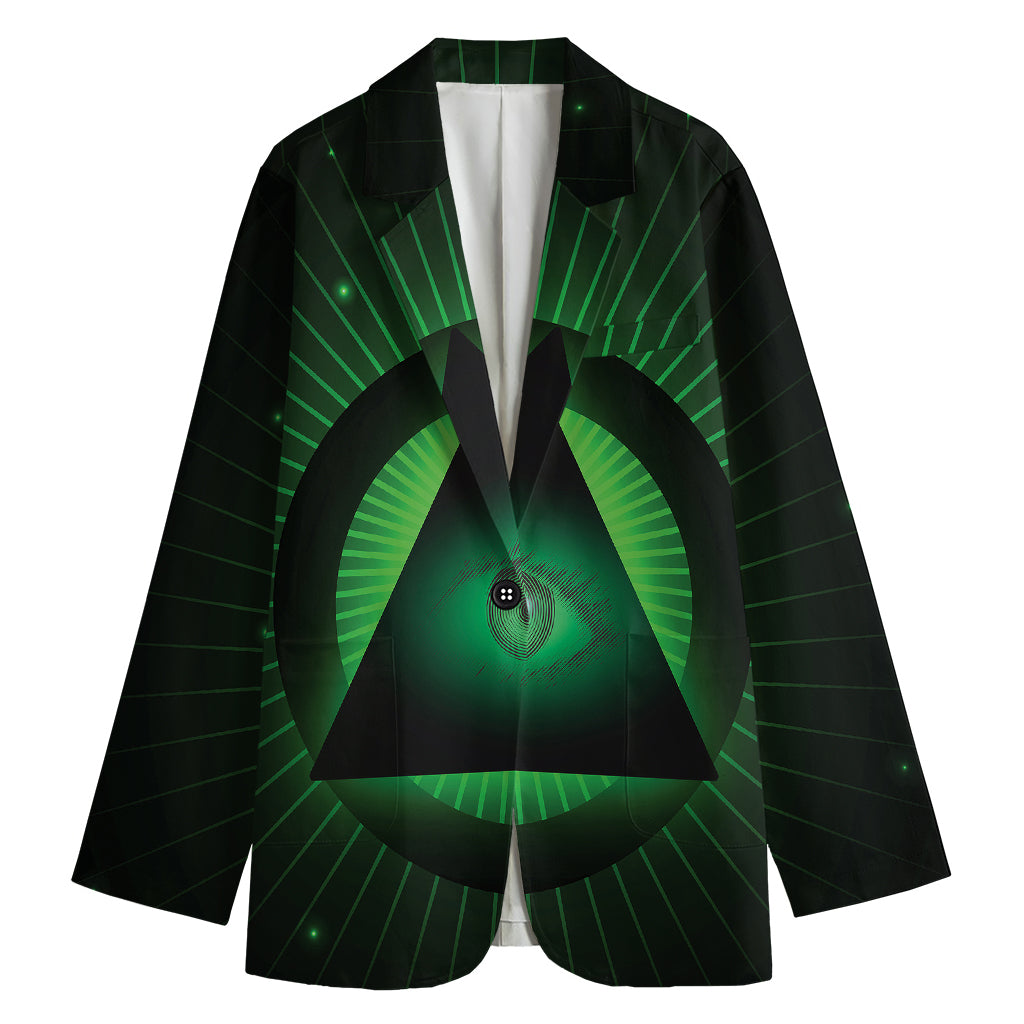 Green Masonic Eye Print Women's Blazer