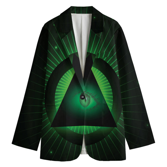 Green Masonic Eye Print Women's Blazer