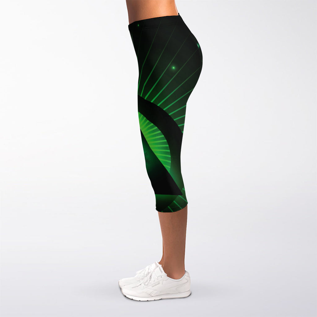 Green Masonic Eye Print Women's Capri Leggings