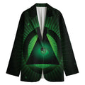 Green Masonic Eye Print Women's Cotton Blazer
