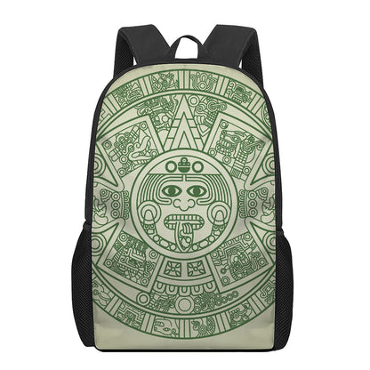 Green Maya Calendar Print 17 Inch Backpack