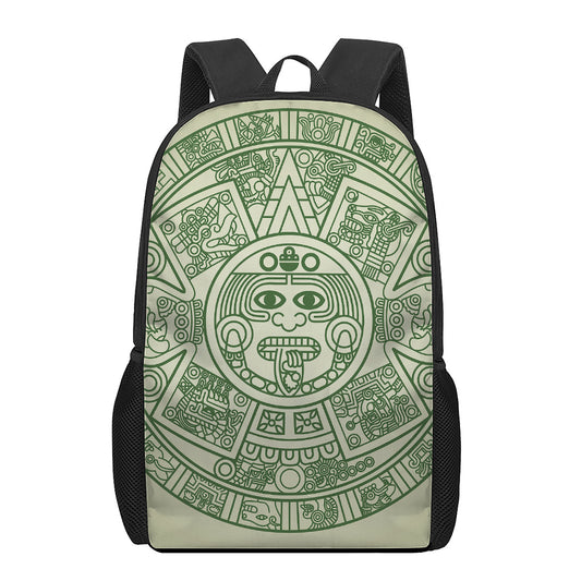 Green Maya Calendar Print 17 Inch Backpack