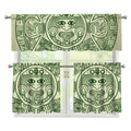 Green Maya Calendar Print 3 Piece Kitchen Curtains