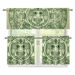Green Maya Calendar Print 3 Piece Kitchen Curtains