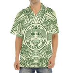 Green Maya Calendar Print Aloha Shirt