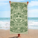 Green Maya Calendar Print Beach Towel