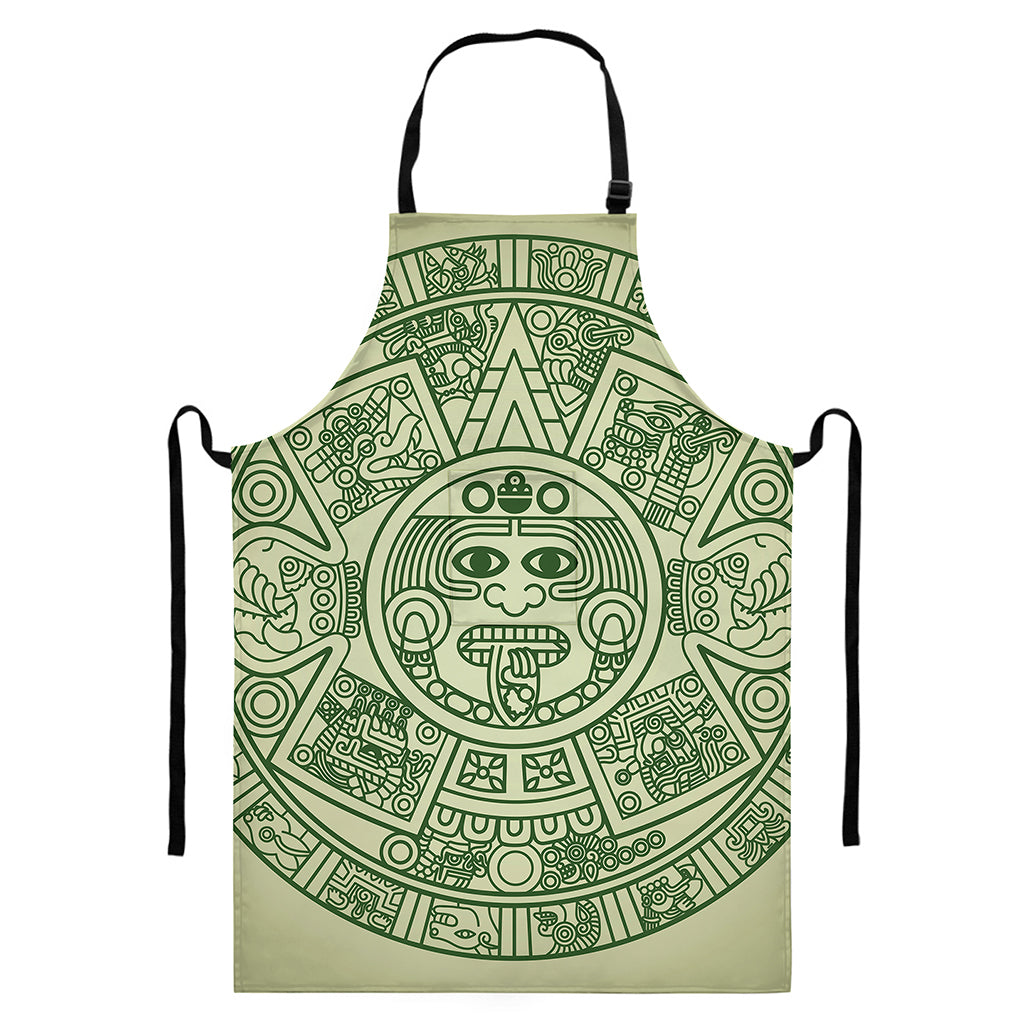 Green Maya Calendar Print Bib Apron With Pocket