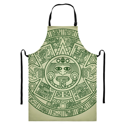 Green Maya Calendar Print Bib Apron With Pocket