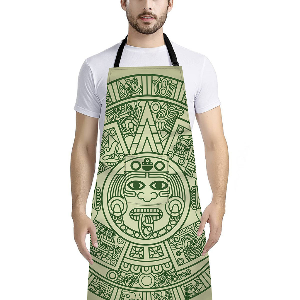 Green Maya Calendar Print Bib Apron With Pocket