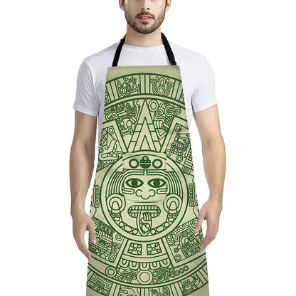 Green Maya Calendar Print Bib Apron With Pocket