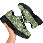 Green Maya Calendar Print Black Chunky Shoes
