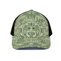 Green Maya Calendar Print Black Mesh Trucker Hat