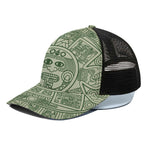 Green Maya Calendar Print Black Mesh Trucker Cap