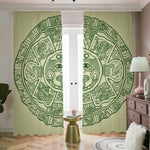 Green Maya Calendar Print Blackout Pencil Pleat Curtains