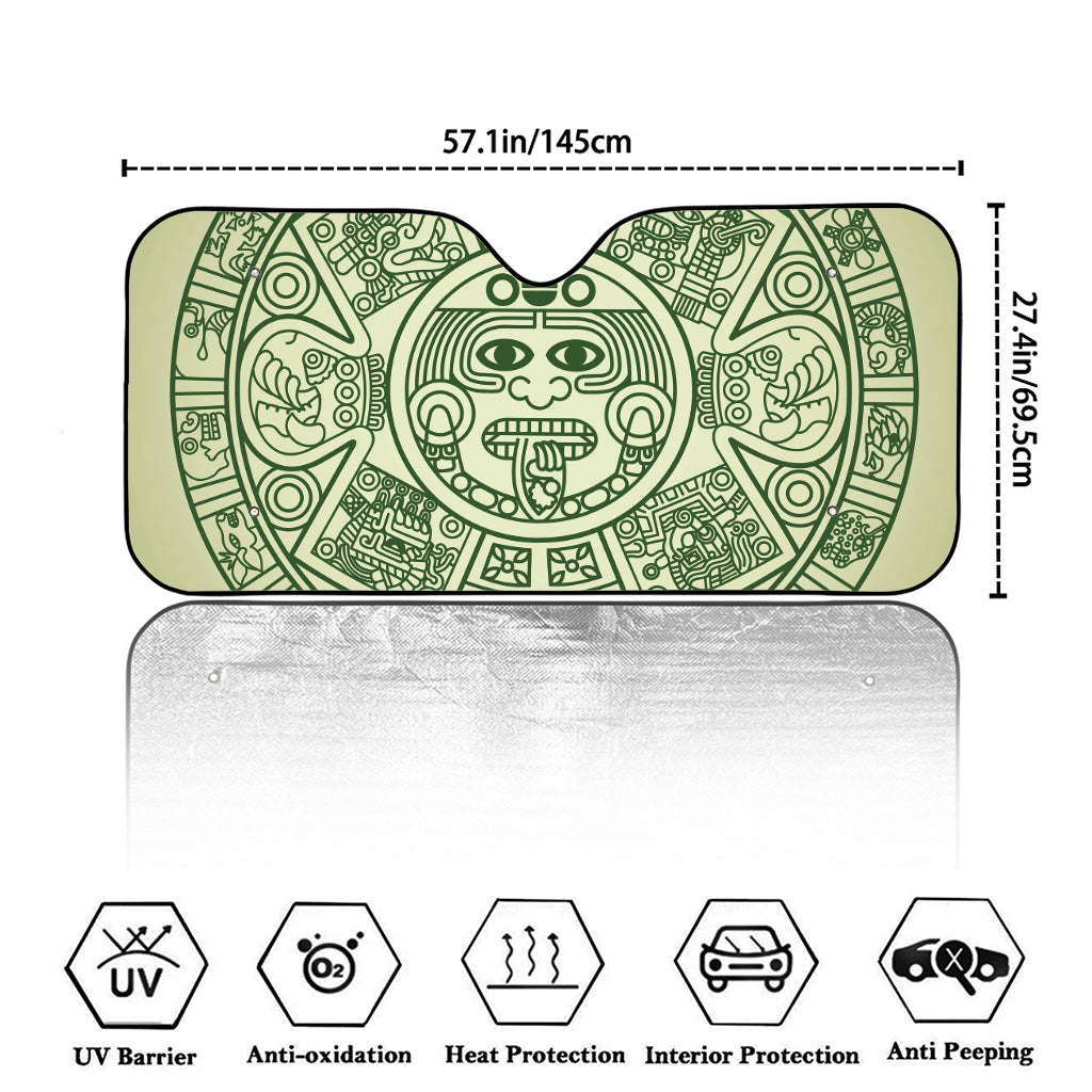 Green Maya Calendar Print Car Windshield Sun Shade
