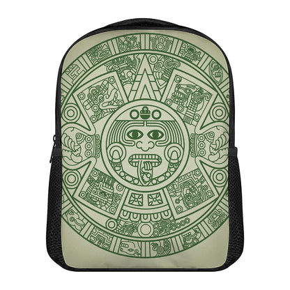 Green Maya Calendar Print Casual Backpack