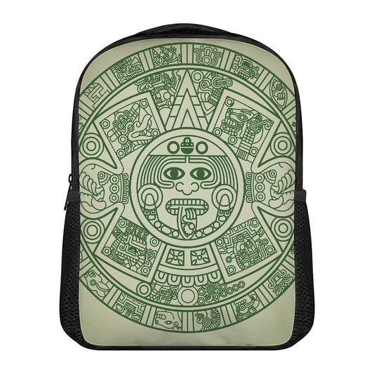 Green Maya Calendar Print Casual Backpack