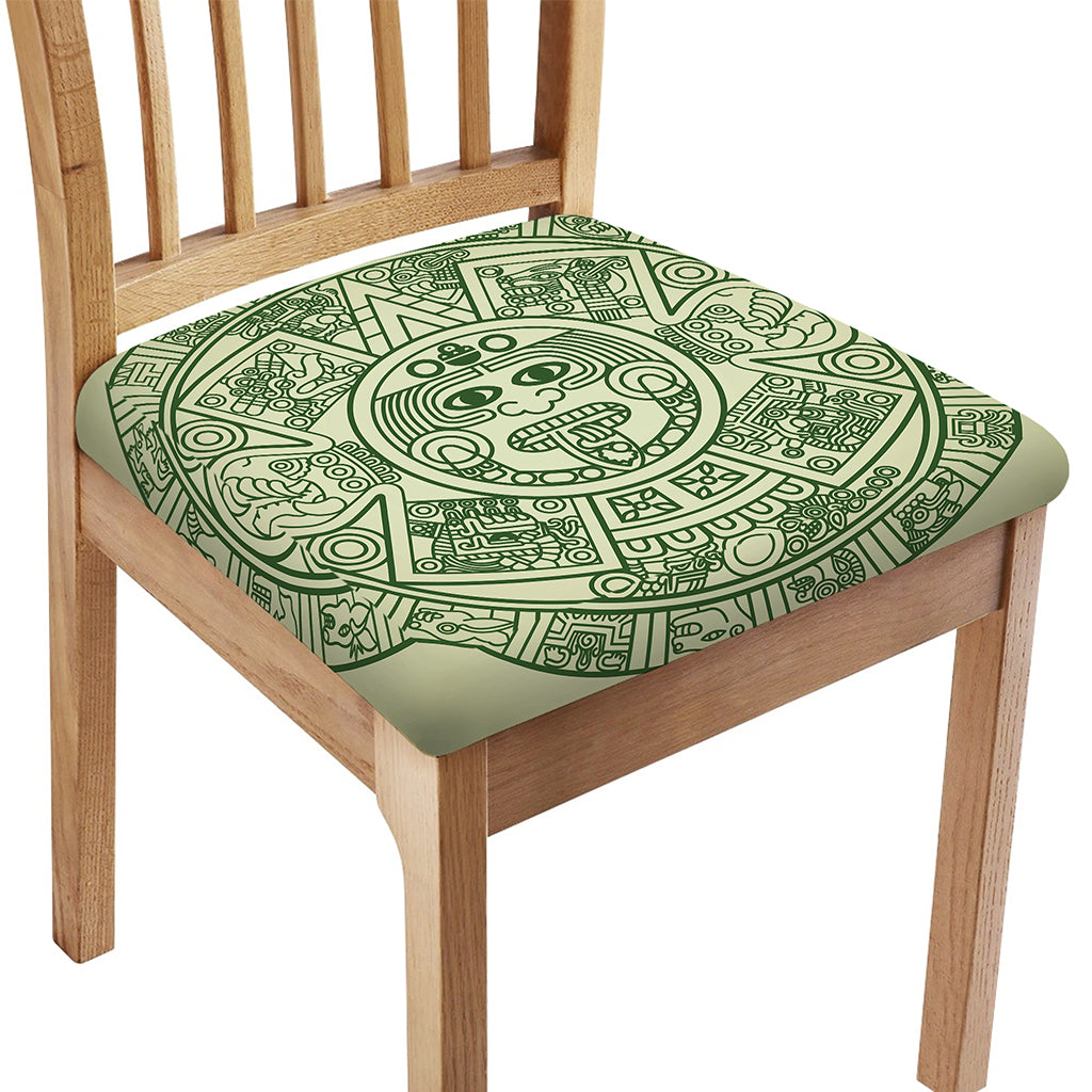 Green Maya Calendar Print Chair Cushion Cover