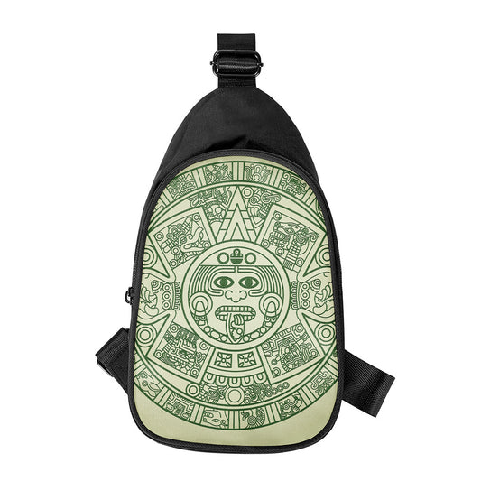 Green Maya Calendar Print Chest Bag